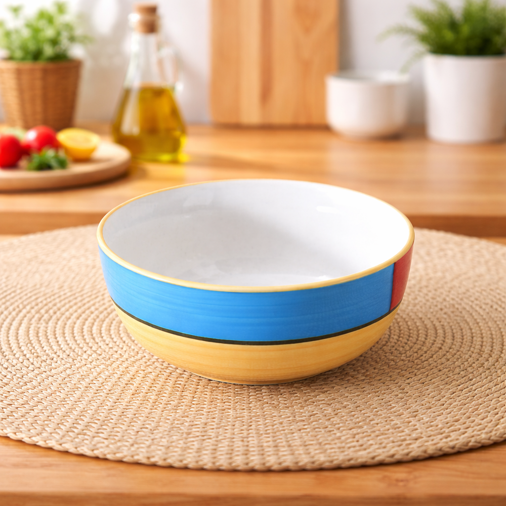 Kunhar Ceramic Mixing Bowl Set – 4 Pieces (1500ml, 800ml, 600ml, 400ml), Yellow – Durable, Microwave & Dishwasher Safe – Ideal for Mixing, Serving & Storage - Image 7